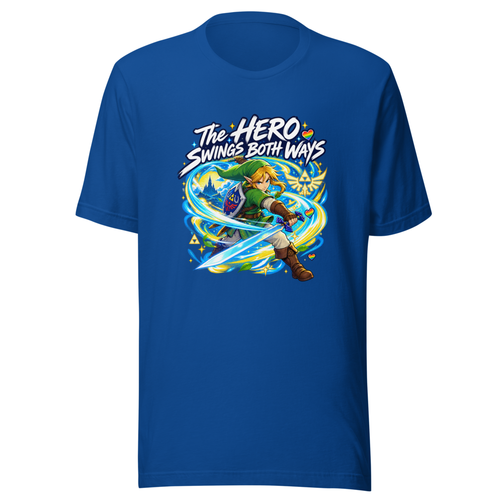 The Hero Swings Both Ways Zelda T-Shirt - Image 8