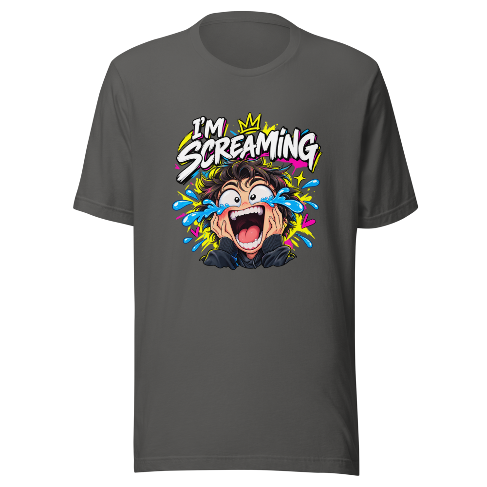 Offbeat Orbit Screaming Laughing Face Meme T-Shirt - Image 11