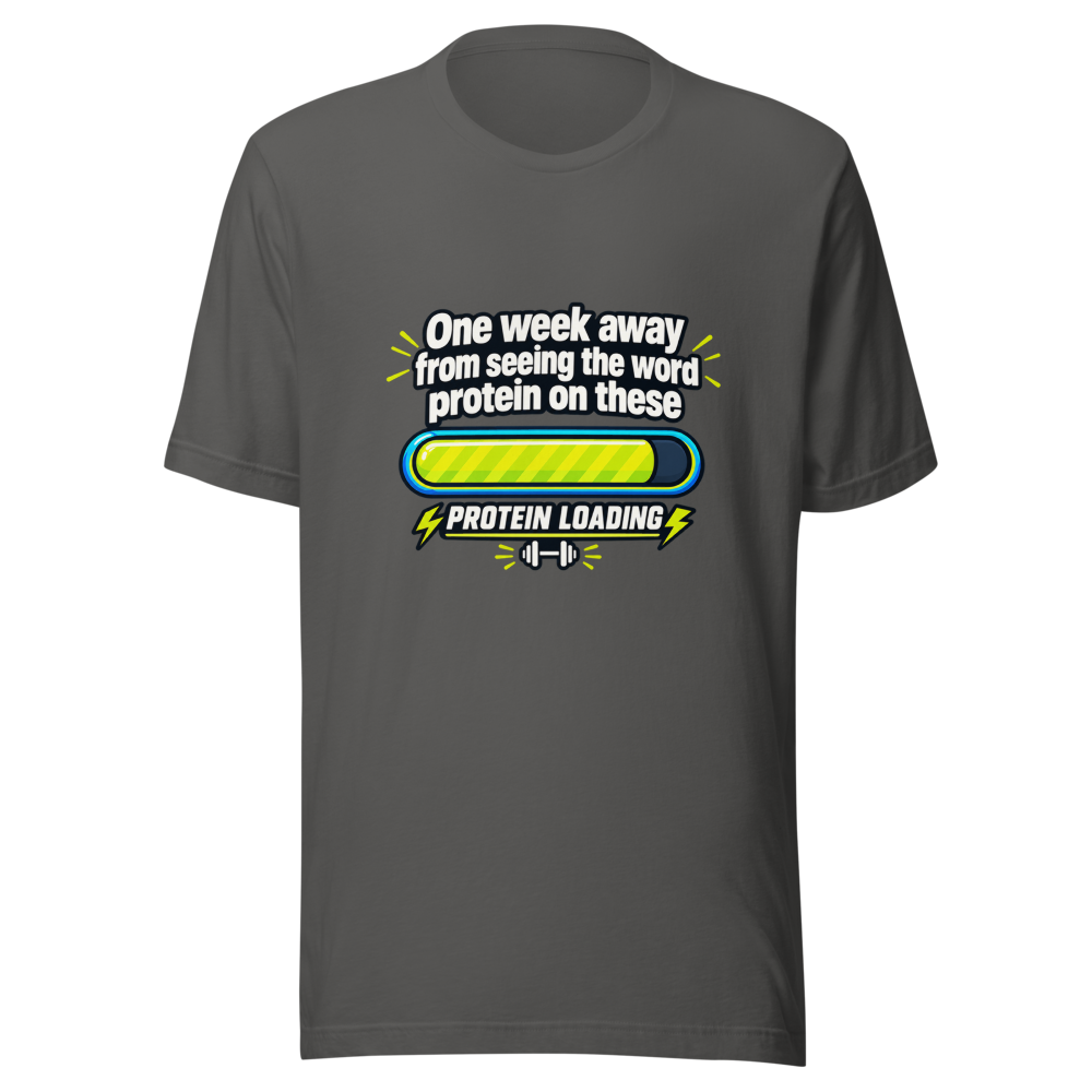 Protein Loading Soon Funny Gym Meme T-Shirt - Image 11