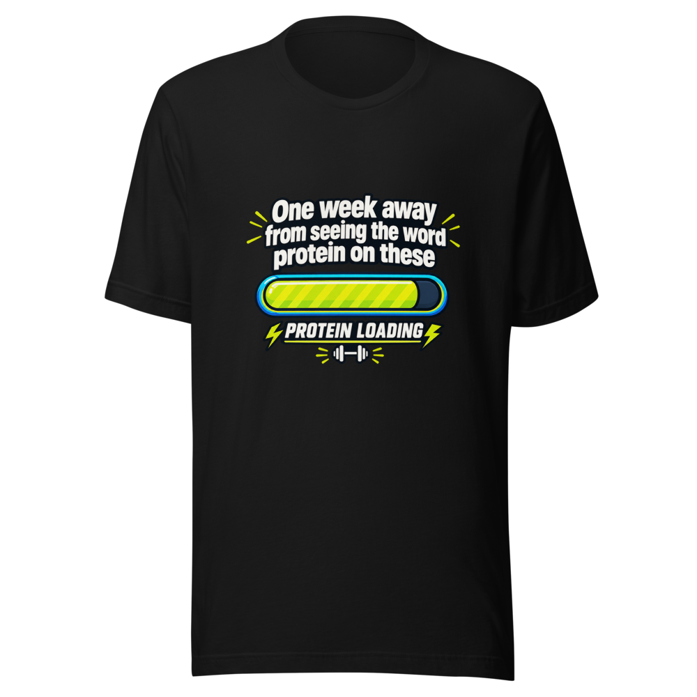 Protein Loading Soon Funny Gym Meme T-Shirt - Image 2