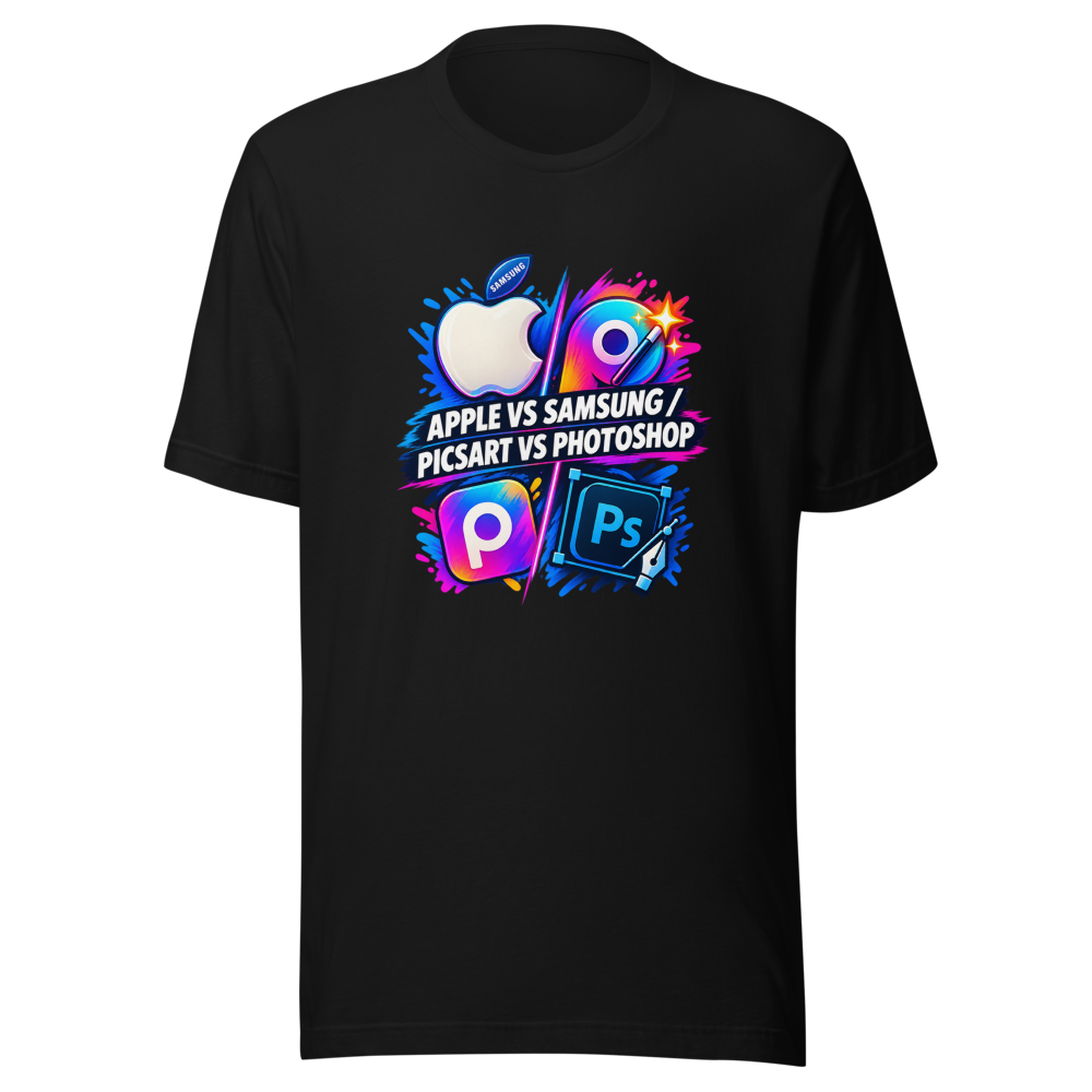 Apple vs Samsung, Picsart vs Photoshop Tee - Image 2