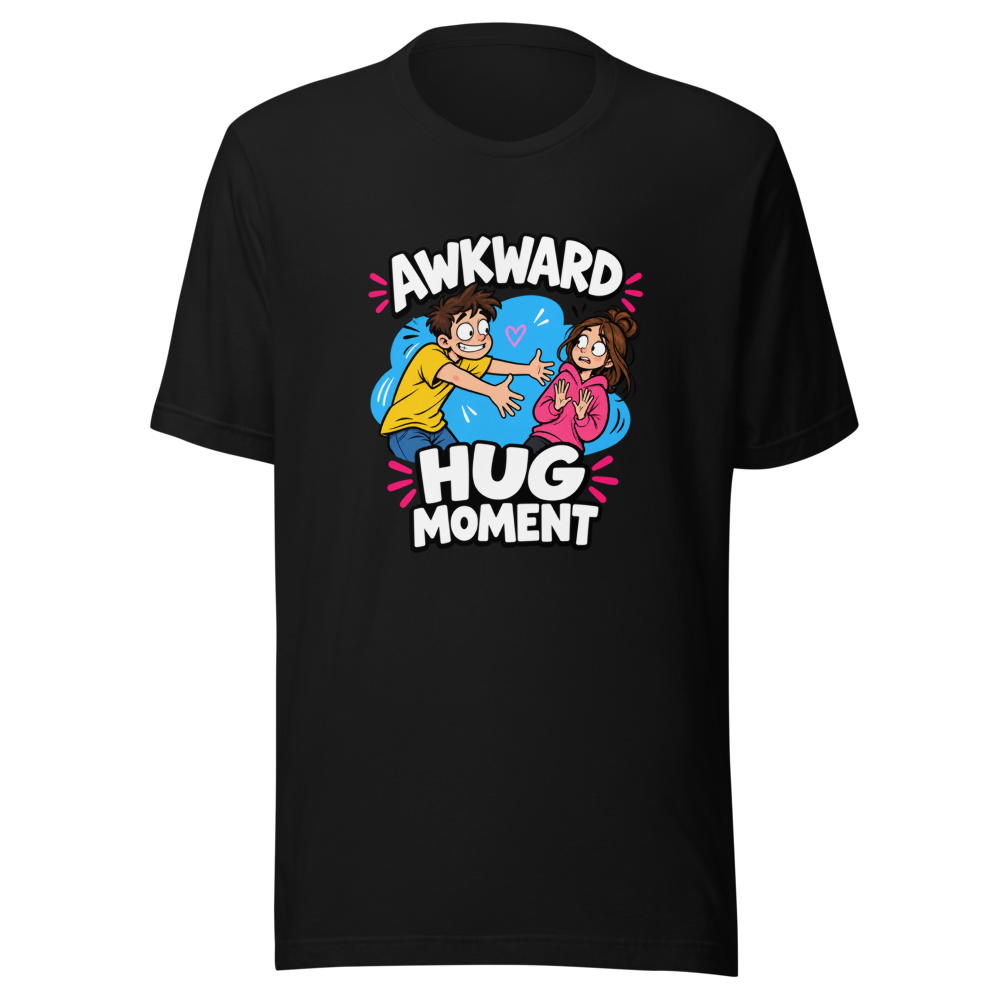 Awkward Hug Moment Funny Meme T-Shirt - Image 2