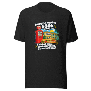 80k Era T-Shirt: Full Tank, Cheap Rent