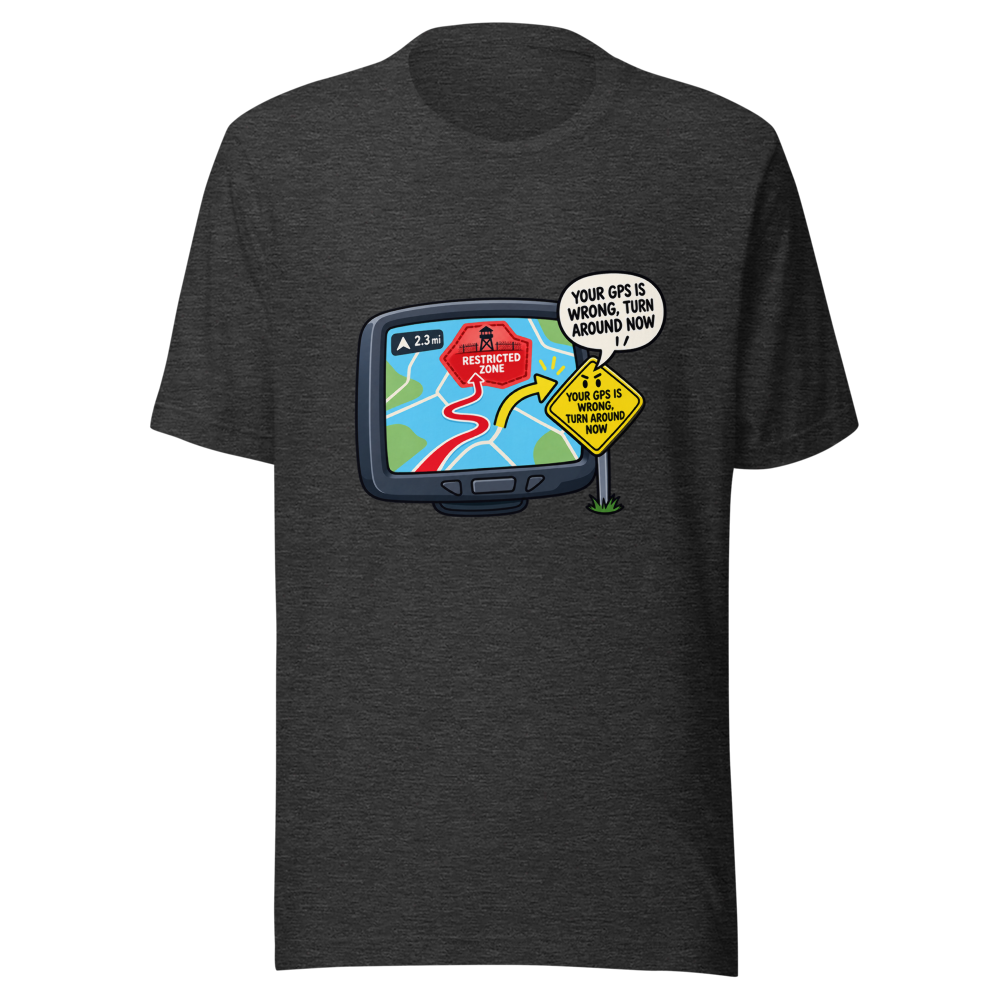 Apple Maps GPS Fail Military Zone T-Shirt - Image 9