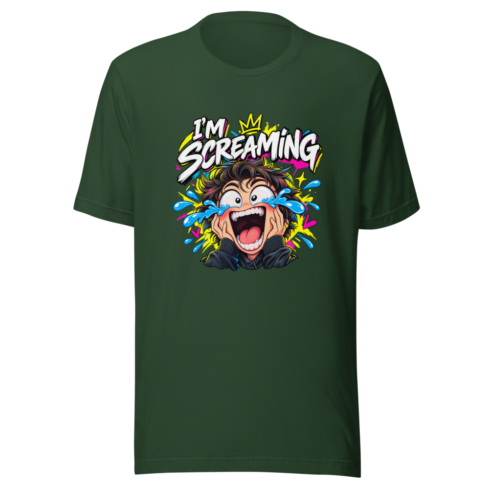 Offbeat Orbit Screaming Laughing Face Meme T-Shirt - Image 7