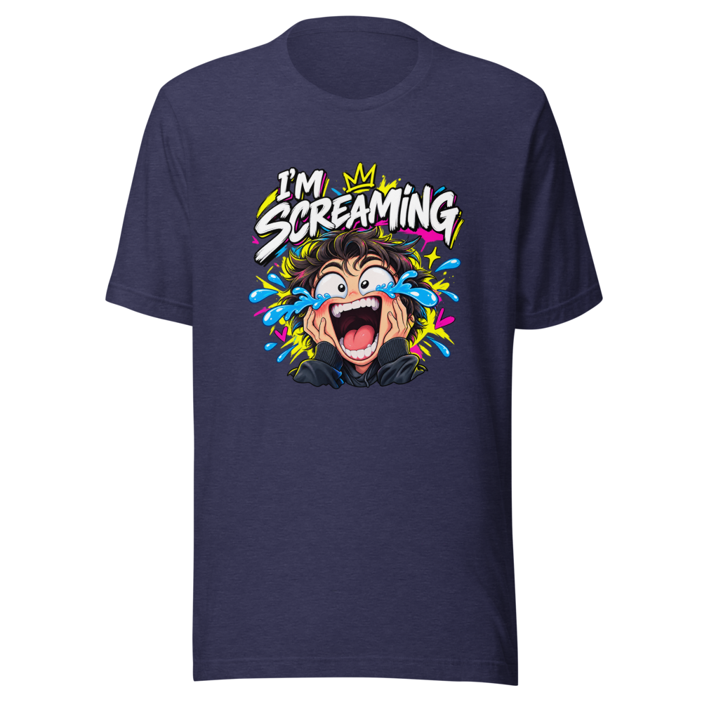 Offbeat Orbit Screaming Laughing Face Meme T-Shirt - Image 5