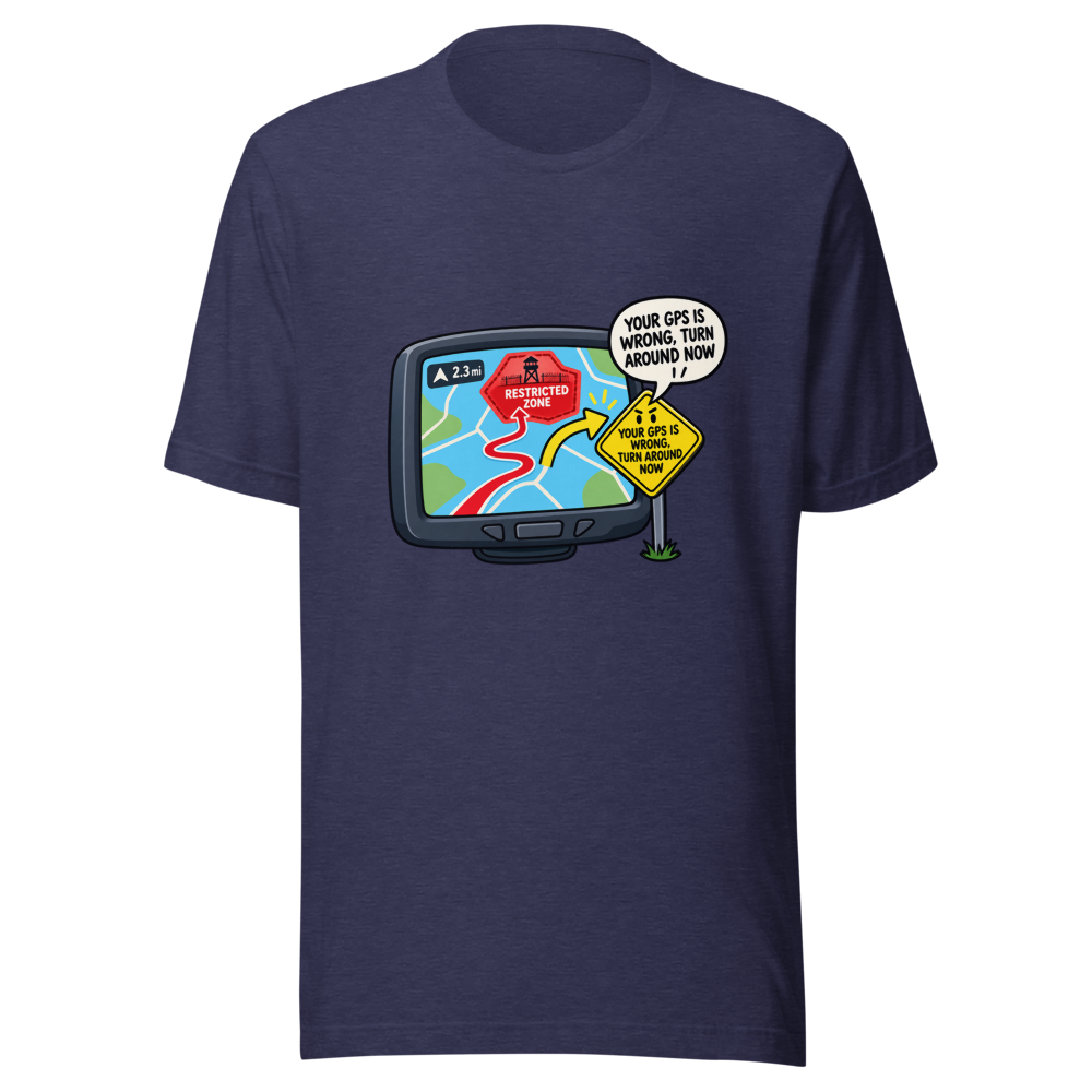 Apple Maps GPS Fail Military Zone T-Shirt - Image 5