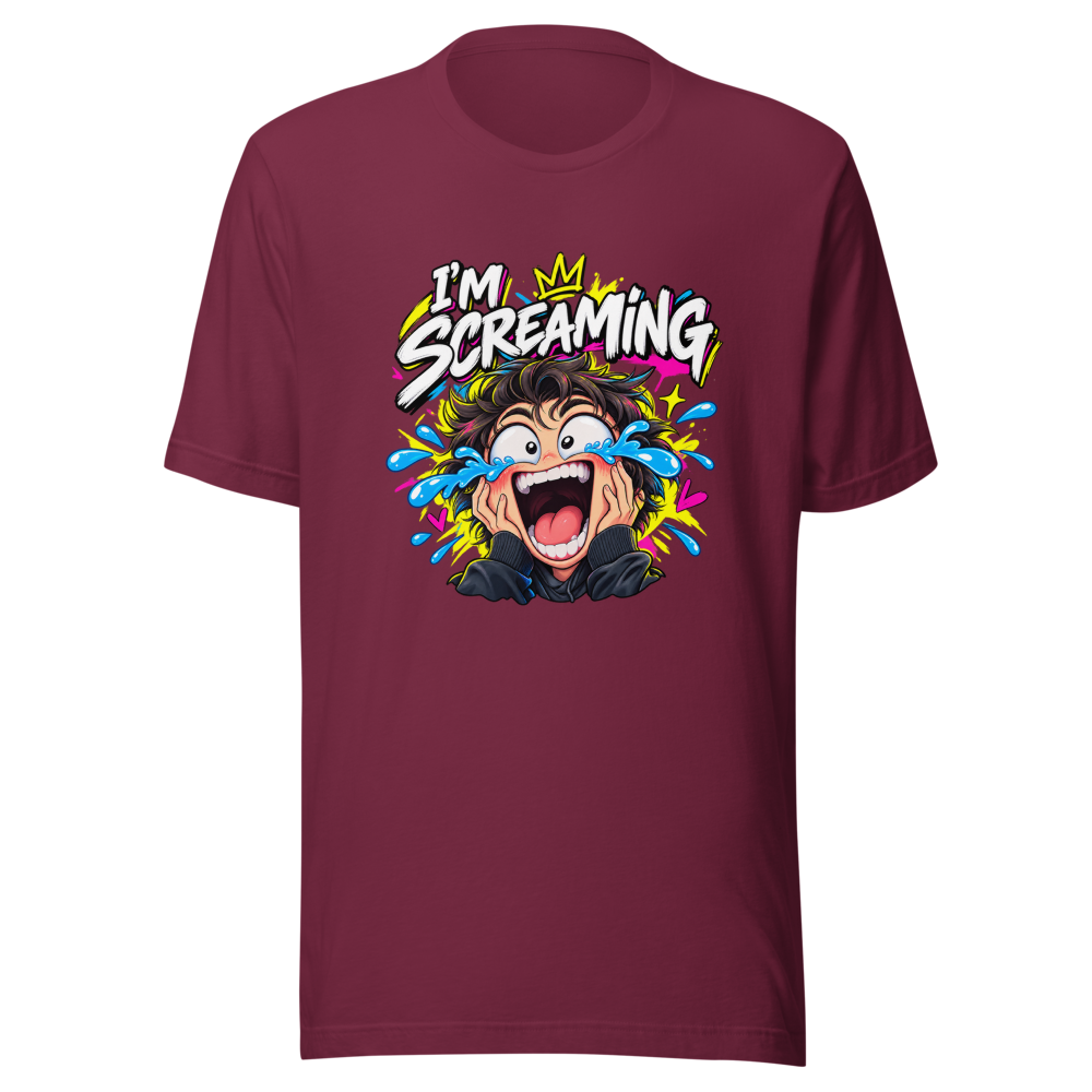 Offbeat Orbit Screaming Laughing Face Meme T-Shirt - Image 6