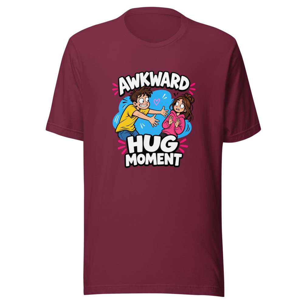 Awkward Hug Moment Funny Meme T-Shirt - Image 6