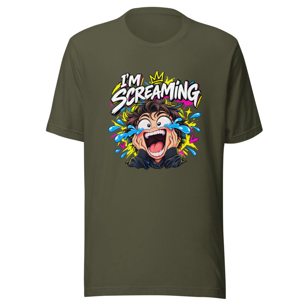 Offbeat Orbit Screaming Laughing Face Meme T-Shirt - Image 10