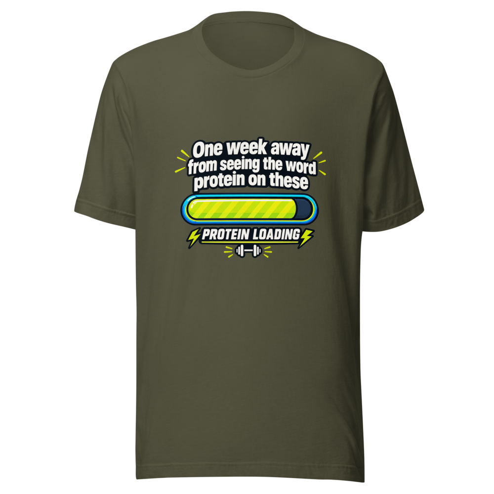 Protein Loading Soon Funny Gym Meme T-Shirt - Image 10