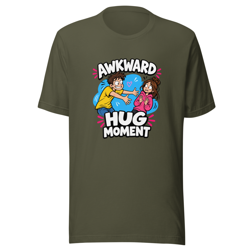 Awkward Hug Moment Funny Meme T-Shirt - Image 10
