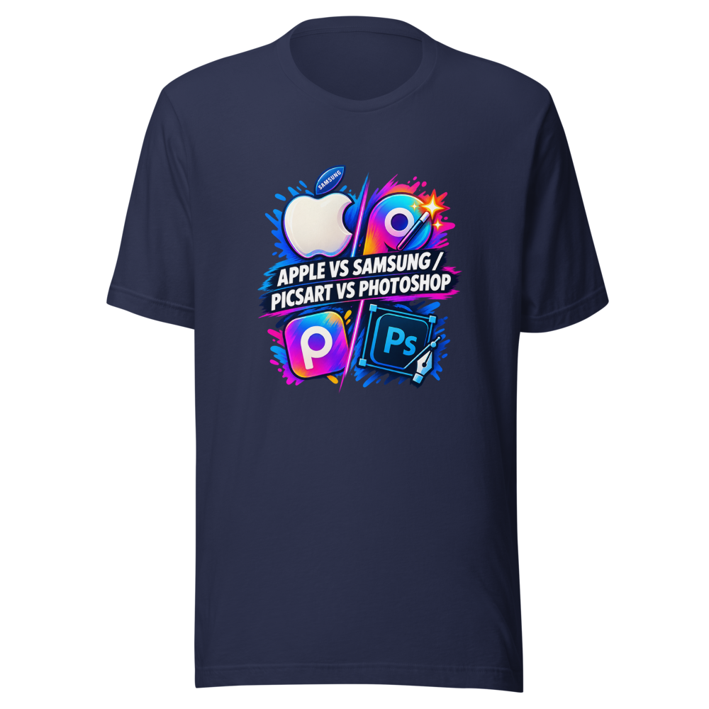 Apple vs Samsung, Picsart vs Photoshop Tee - Image 4