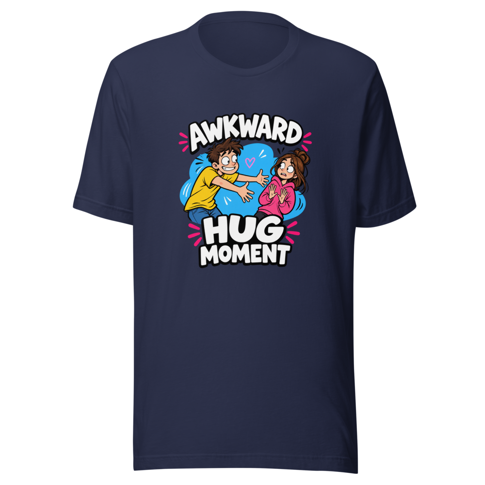 Awkward Hug Moment Funny Meme T-Shirt - Image 4