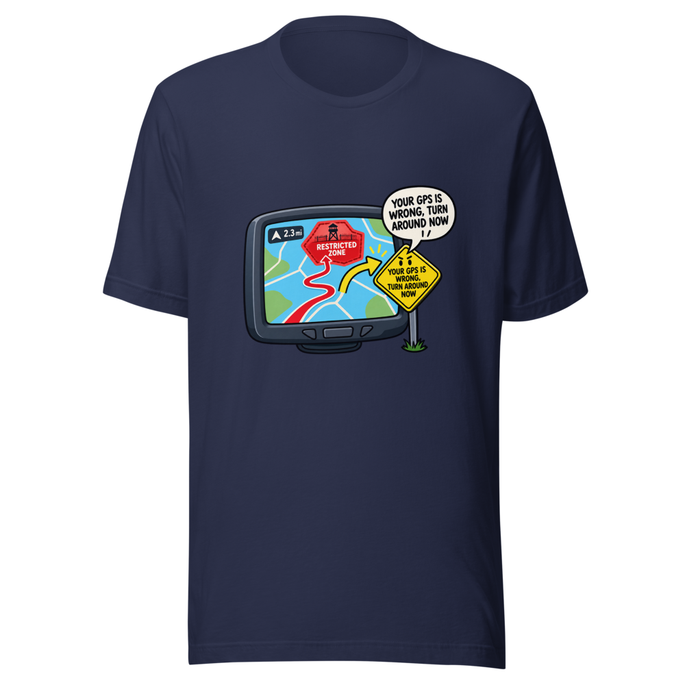 Apple Maps GPS Fail Military Zone T-Shirt - Image 4