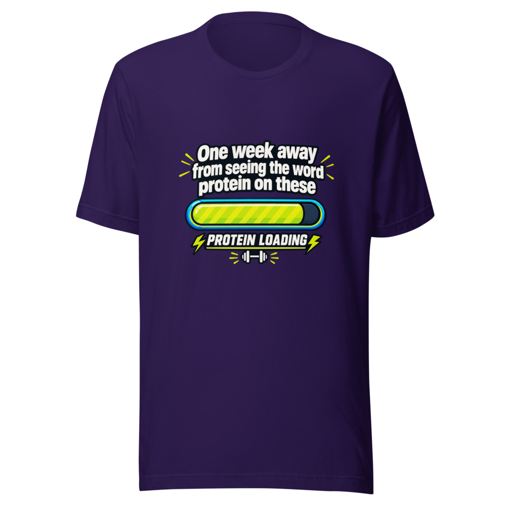 Protein Loading Soon Funny Gym Meme T-Shirt - Image 3