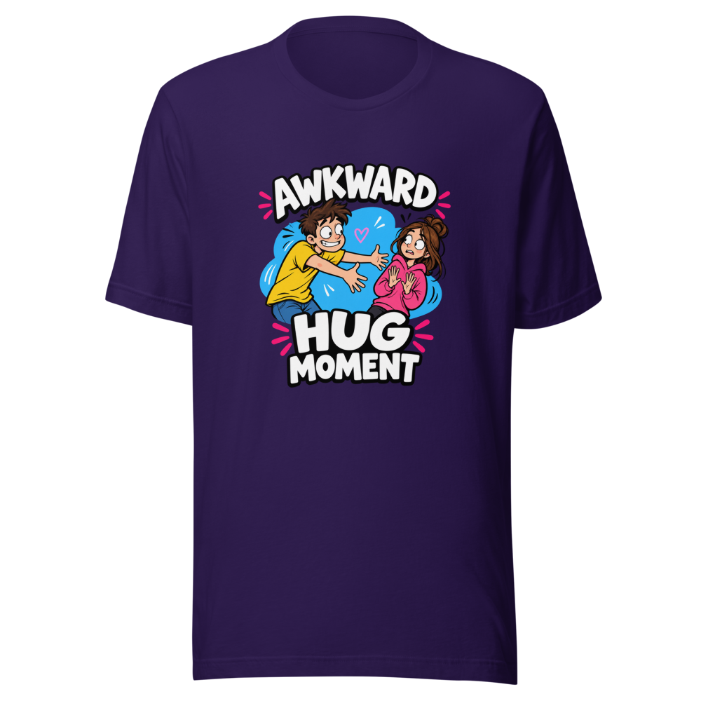 Awkward Hug Moment Funny Meme T-Shirt - Image 3