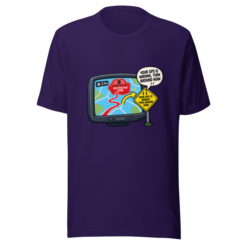 Apple Maps GPS Fail Military Zone T-Shirt - Image 3