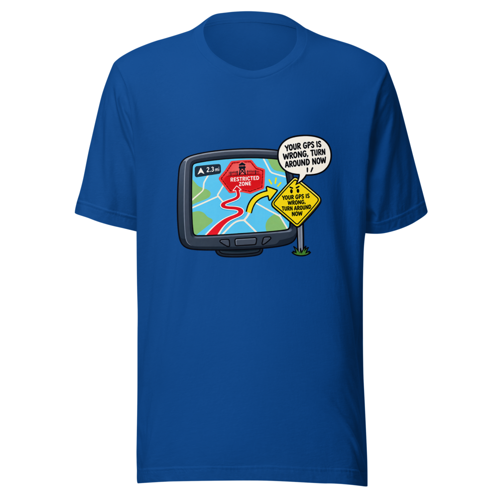 Apple Maps GPS Fail Military Zone T-Shirt - Image 8