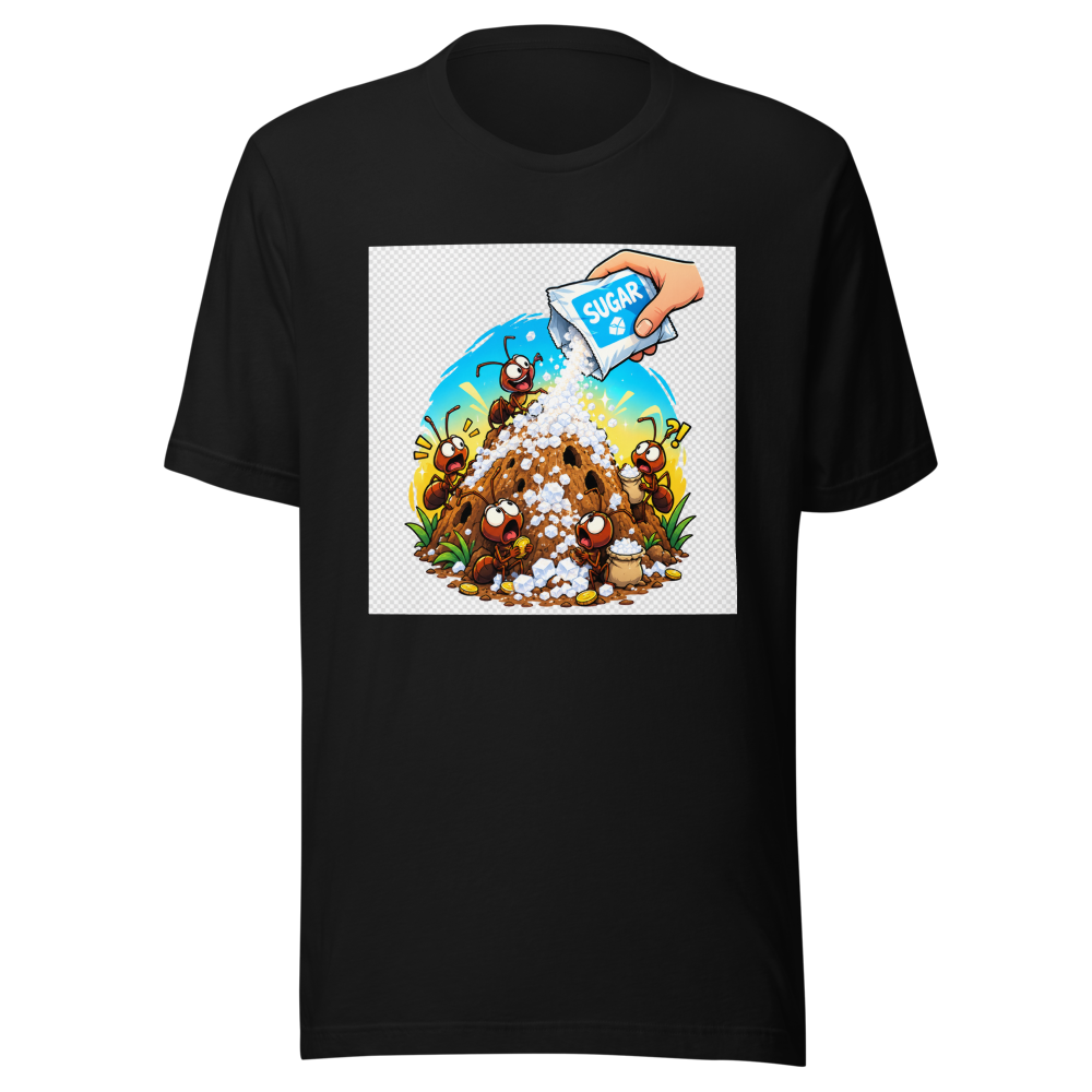 Ant Hill Economy Crash Funny Meme T-Shirt - Image 2