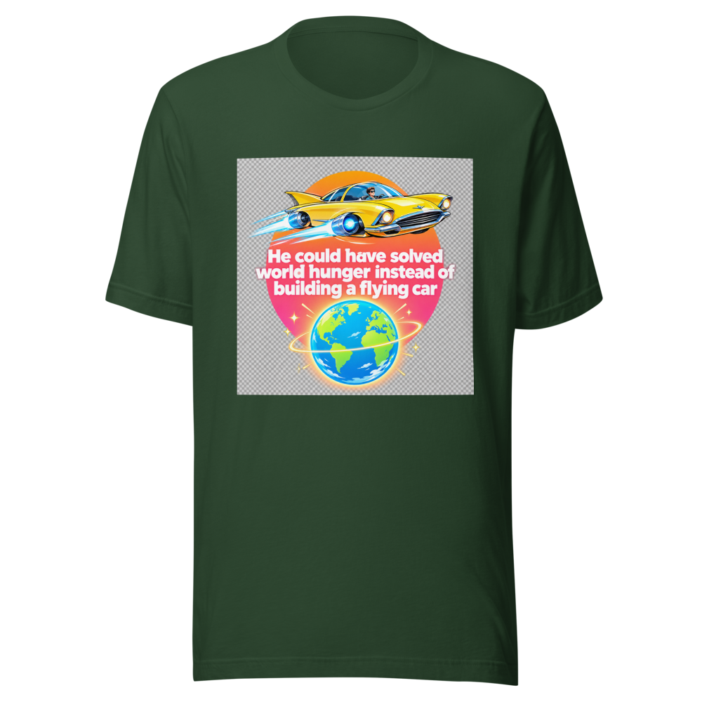 Flying Car vs World Hunger Meme Shirt - Image 7