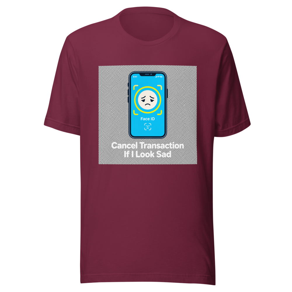Sad Face ID Apple Pay Transaction Tee - Image 6