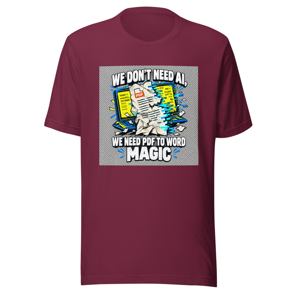 PDF to Word Doc Conversion Humor T-Shirt - Image 6