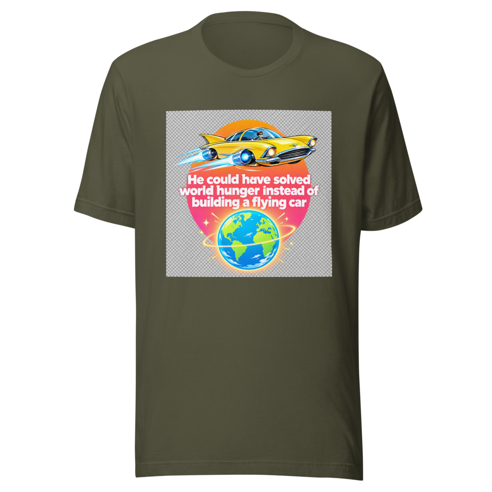 Flying Car vs World Hunger Meme Shirt - Image 10