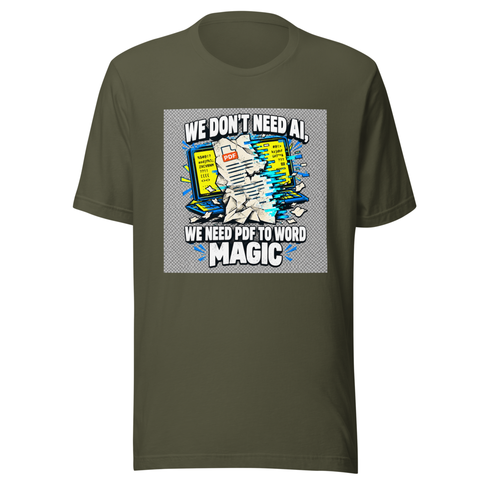 PDF to Word Doc Conversion Humor T-Shirt - Image 10