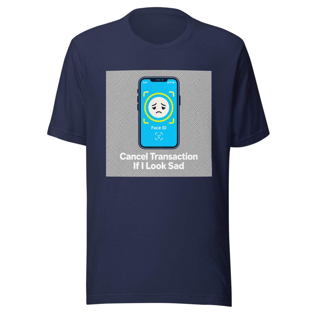 Sad Face ID Apple Pay Transaction Tee - Image 4