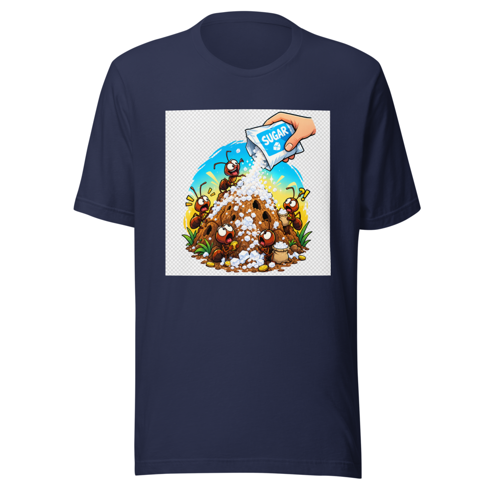 Ant Hill Economy Crash Funny Meme T-Shirt - Image 4