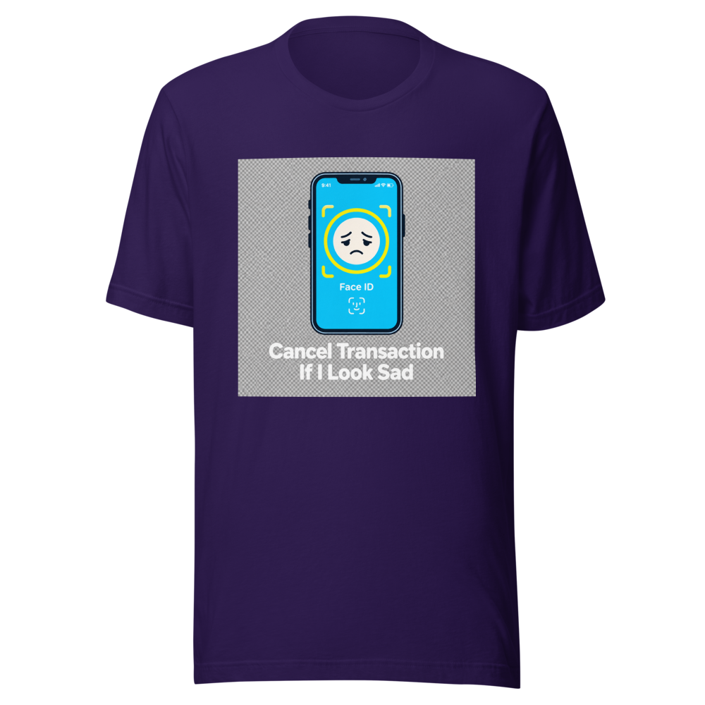 Sad Face ID Apple Pay Transaction Tee - Image 3